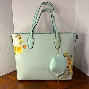 NWOT soft sea foam blue/green colored handbag